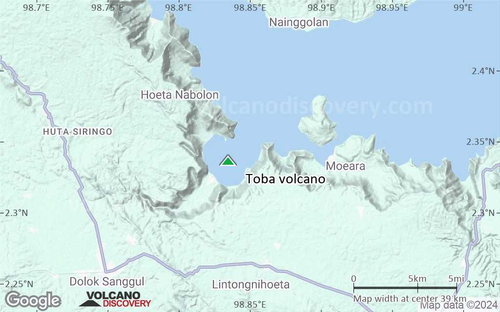 Terrain-type map of Toba volcano (scale of 20-40 km)