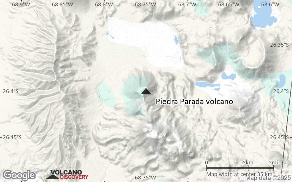 Terrain-type map of Piedra Parada volcano (scale of 20-40 km)
