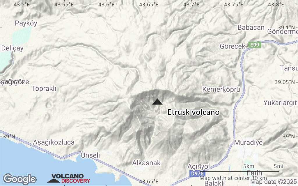Terrain-type map of Etrusk volcano (scale of 20-40 km)