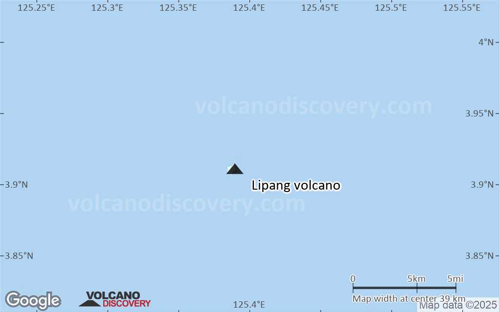 Terrain-type map of Lipang volcano (scale of 20-40 km)