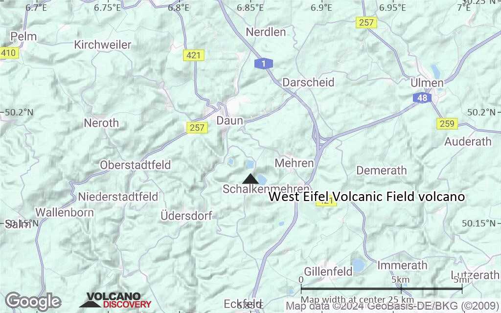 Terrain-type map of West Eifel Volcanic Field volcano (scale of 20-40 km)