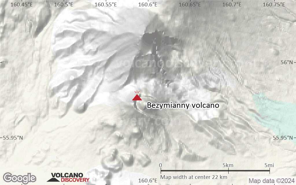 Terrain-type map of Bezymianny volcano (scale of 20-40 km)