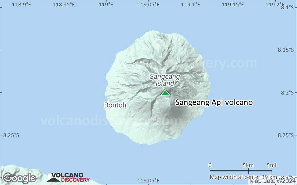 Terrain-type map of Sangeang Api volcano (scale of 20-40 km)