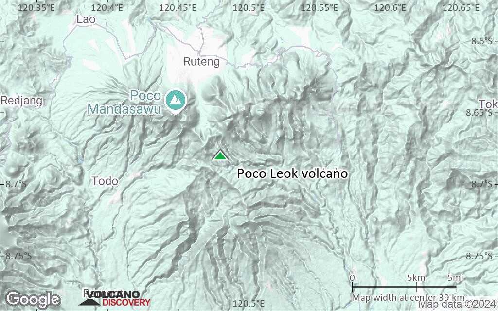 Terrain-type map of Poco Leok volcano (scale of 20-40 km)