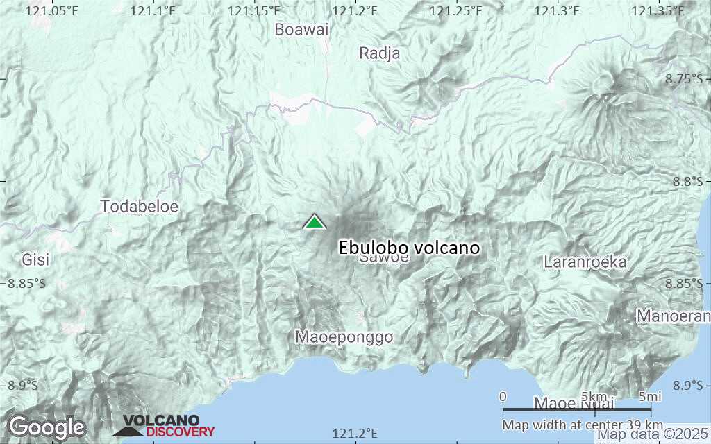 Terrain-type map of Ebulobo volcano (scale of 20-40 km)