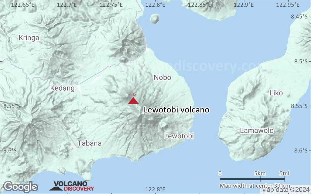 Terrain-type map of Lewotobi volcano (scale of 20-40 km)