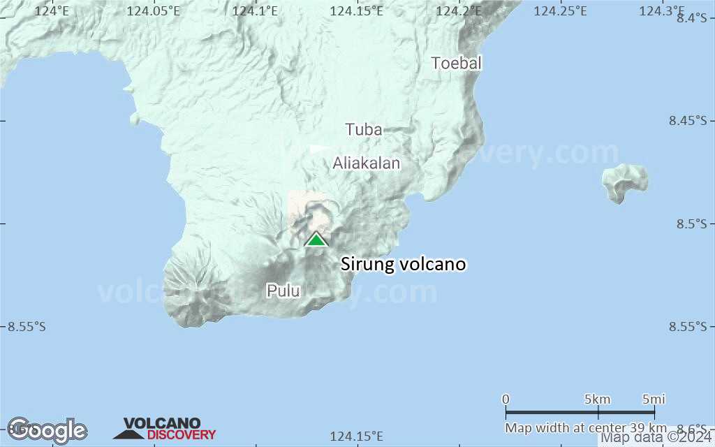 Terrain-type map of Sirung volcano (scale of 20-40 km)