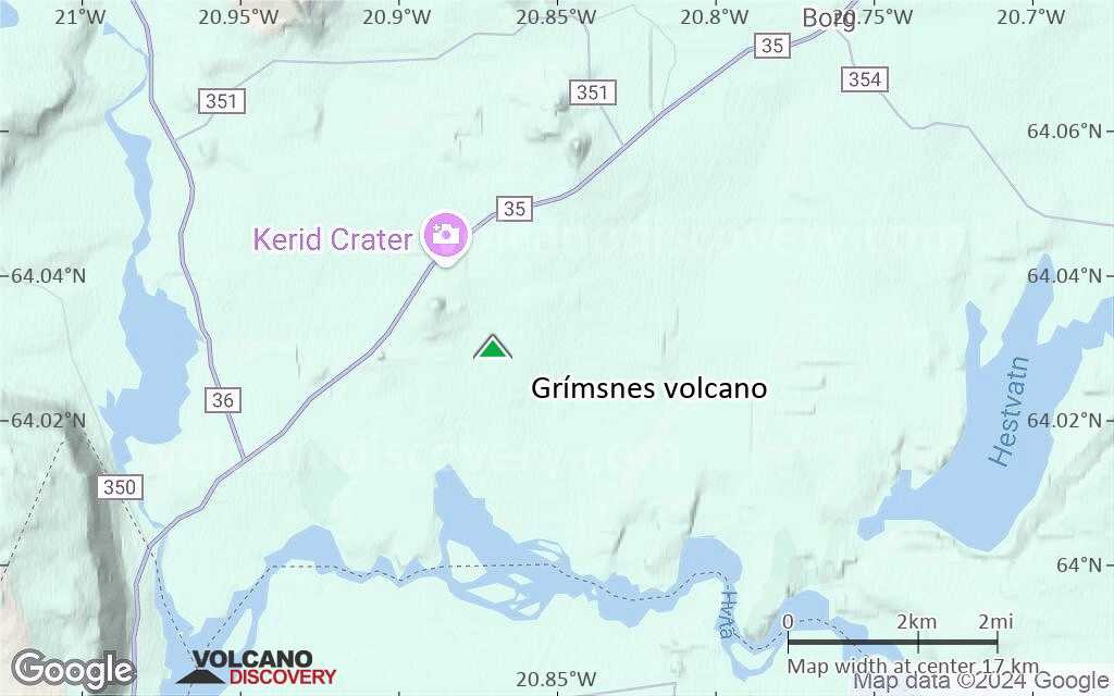 Terrain-type map of Grímsnes volcano (scale of 20-40 km)