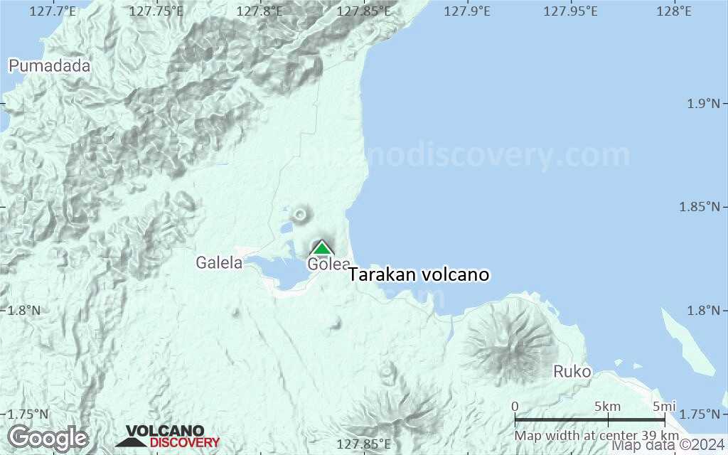 Terrain-type map of Tarakan volcano (scale of 20-40 km)