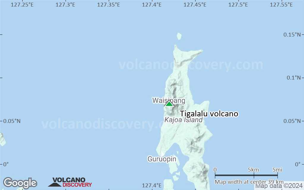 Terrain-type map of Tigalalu volcano (scale of 20-40 km)