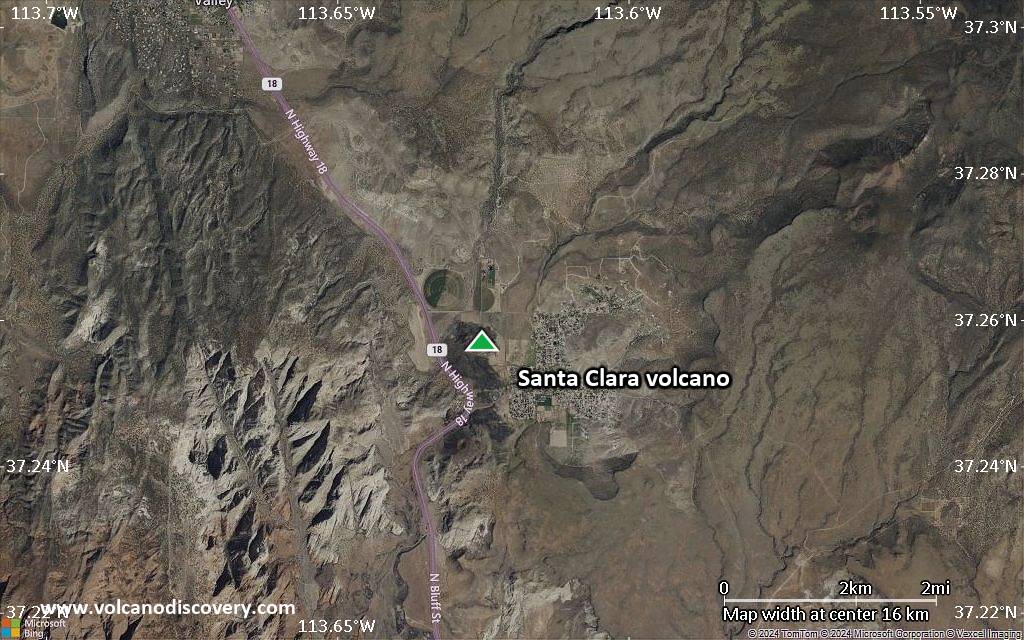 Satellite/aerial-type map of Santa Clara volcano (scale of approx. 10-20 km)