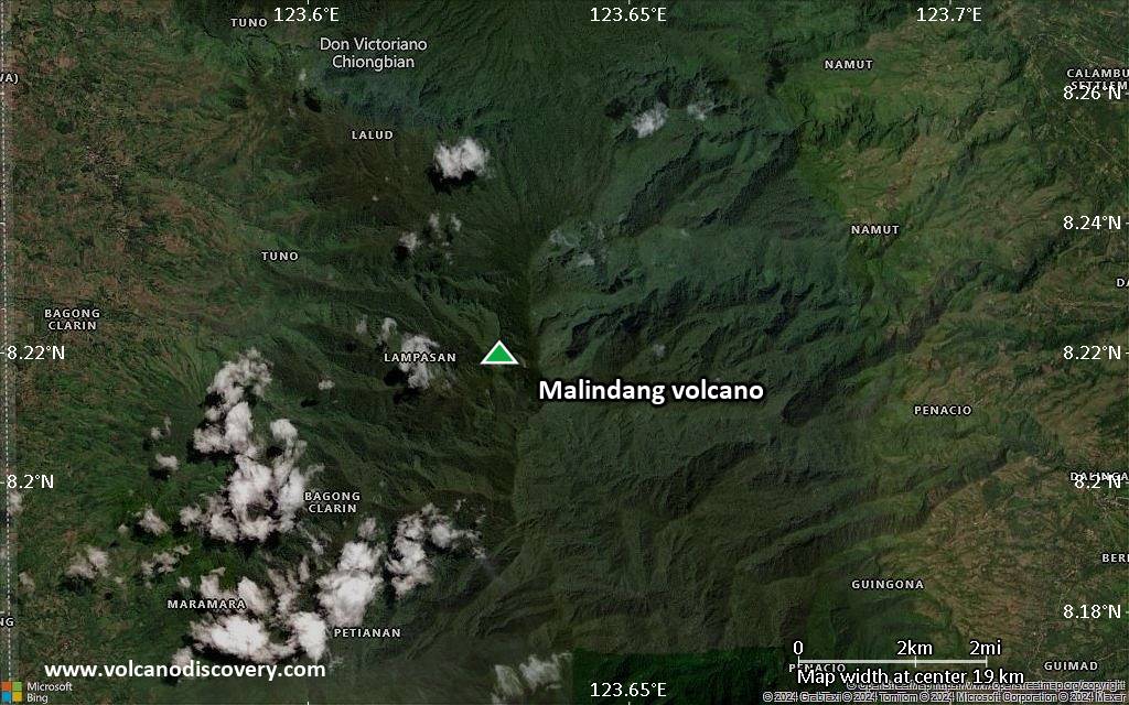 Satellite/aerial-type map of Malindang volcano (scale of approx. 10-20 km)