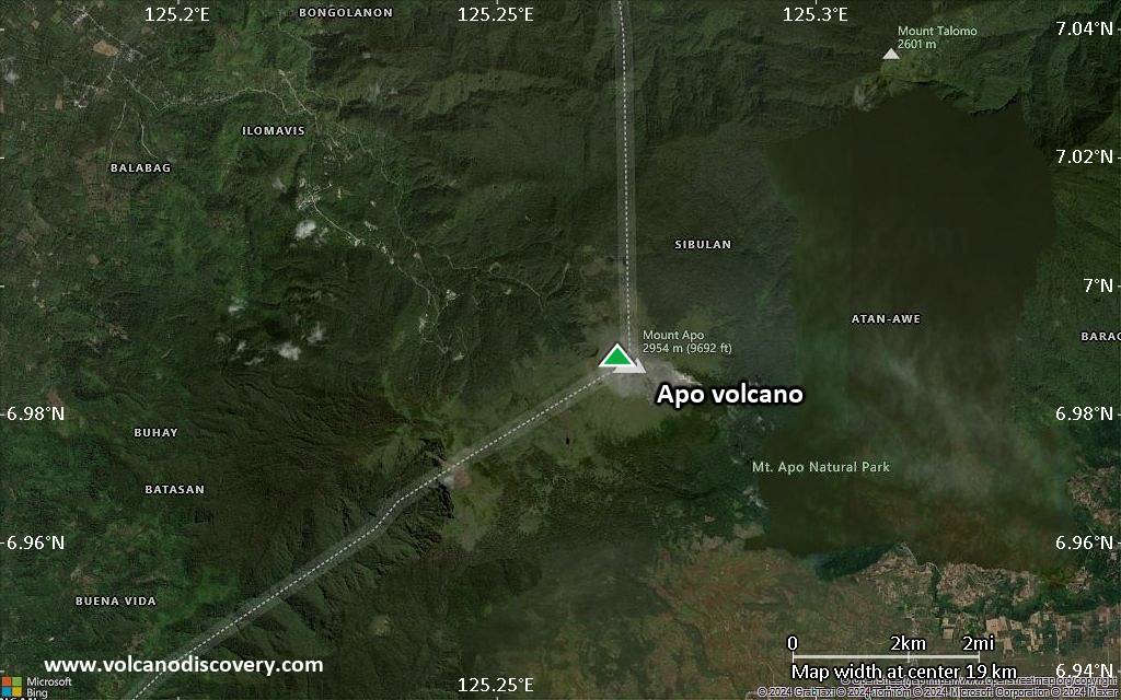 Satellite/aerial-type map of Apo volcano (scale of approx. 10-20 km)