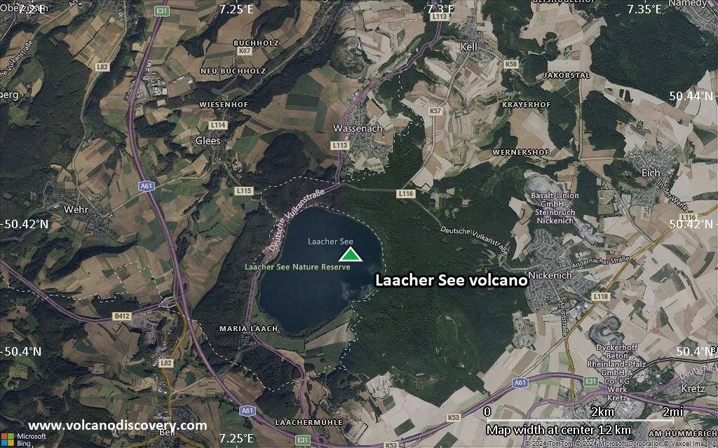 Satellite/aerial-type map of Laacher See volcano (scale of approx. 10-20 km)