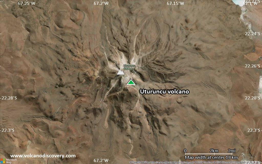 Satellite/aerial-type map of Uturuncu volcano (scale of approx. 10-20 km)