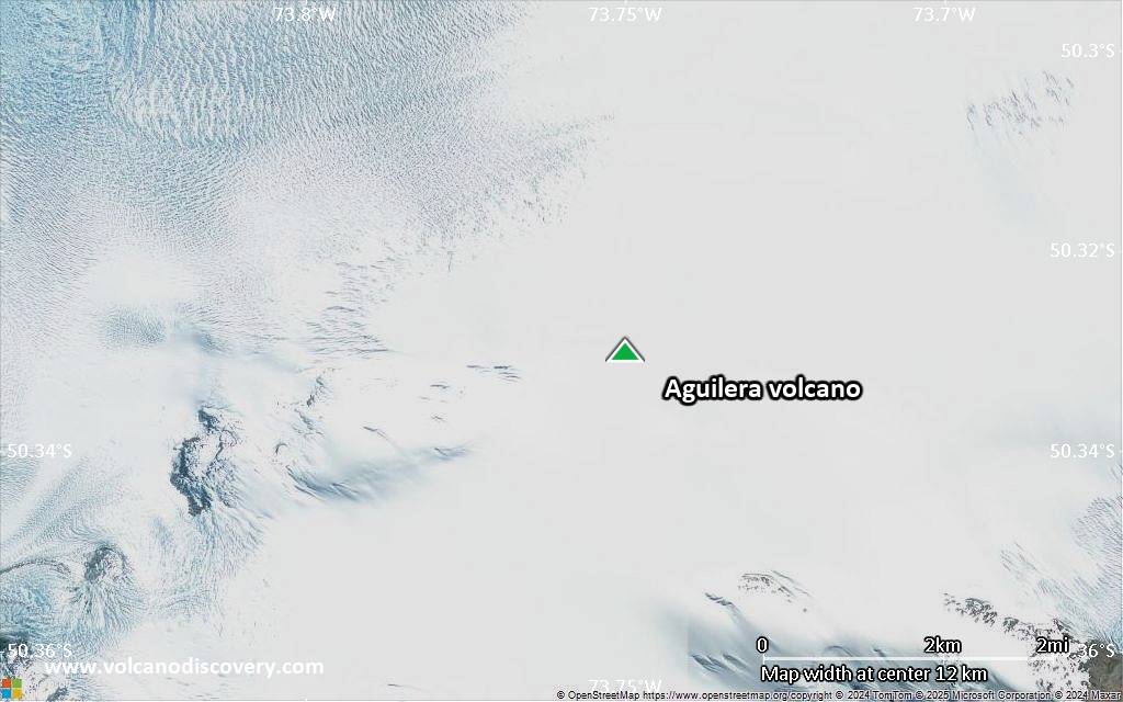 Satellite/aerial-type map of Aguilera volcano (scale of approx. 10-20 km)