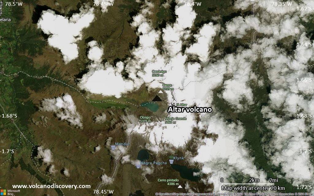 Satellite/aerial-type map of Altar volcano (scale of approx. 10-20 km)