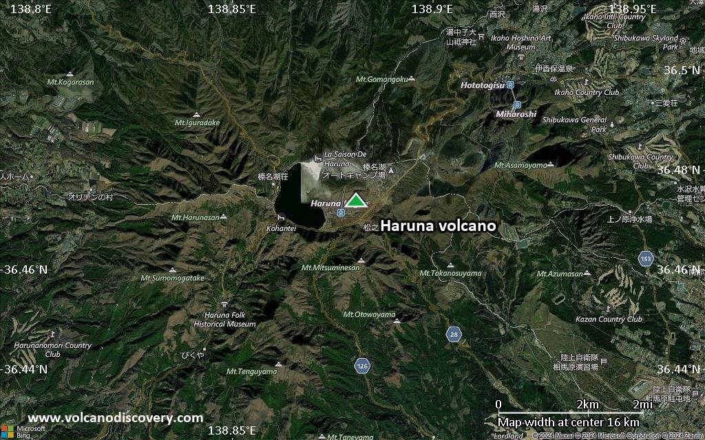 Satellite/aerial-type map of Haruna volcano (scale of approx. 10-20 km)