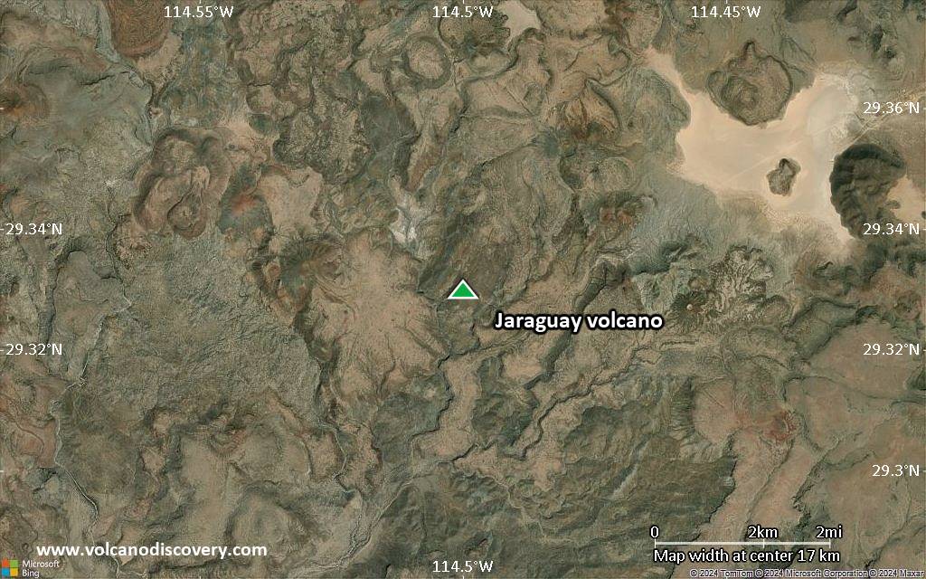 Satellite/aerial-type map of Jaraguay volcano (scale of approx. 10-20 km)