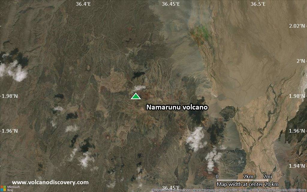Satellite/aerial-type map of Namarunu volcano (scale of approx. 10-20 km)