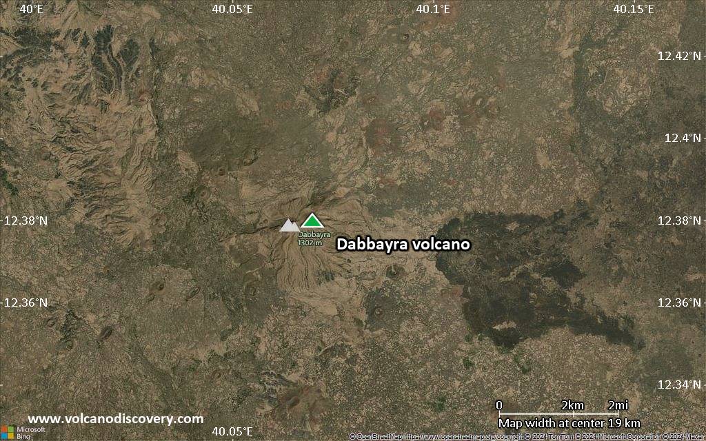 Satellite/aerial-type map of Dabbayra volcano (scale of approx. 10-20 km)