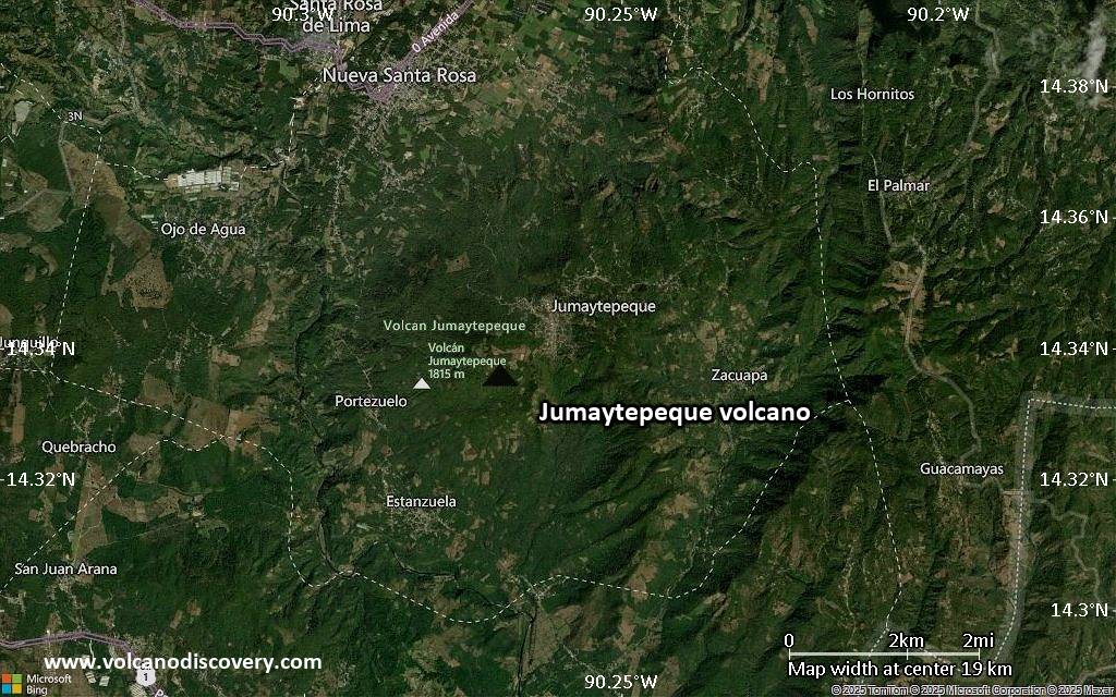 Satellite/aerial-type map of Jumaytepeque volcano (scale of approx. 10-20 km)