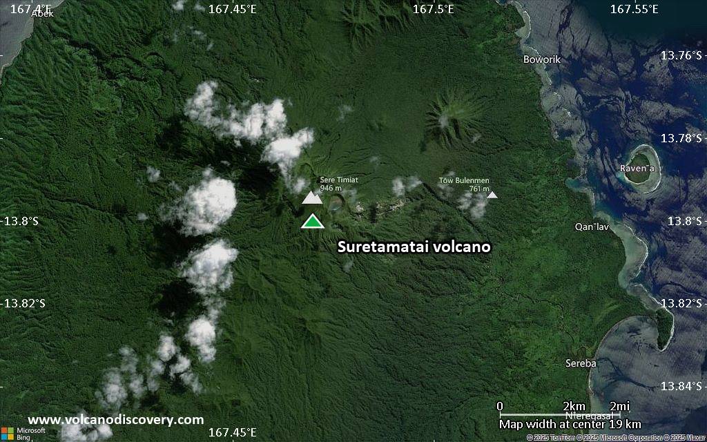 Satellite/aerial-type map of Suretamatai volcano (scale of approx. 10-20 km)
