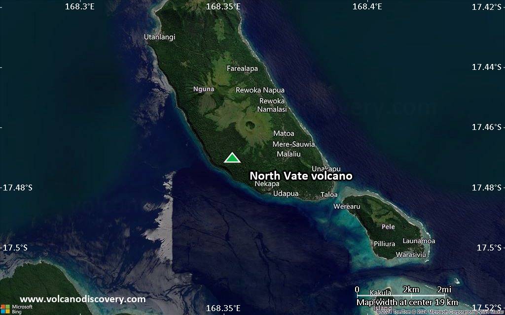 Satellite/aerial-type map of North Vate volcano (scale of approx. 10-20 km)