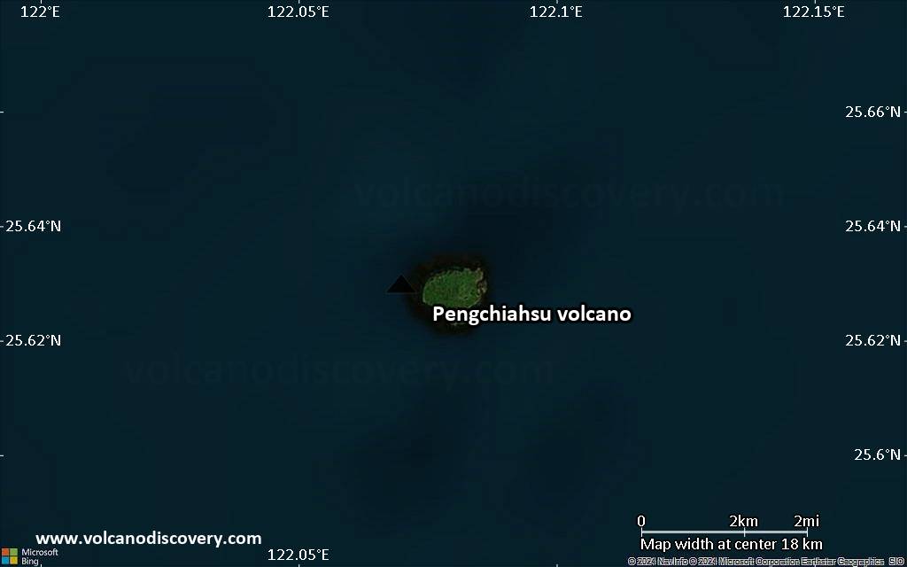 Satellite/aerial-type map of Pengchiahsu volcano (scale of approx. 10-20 km)