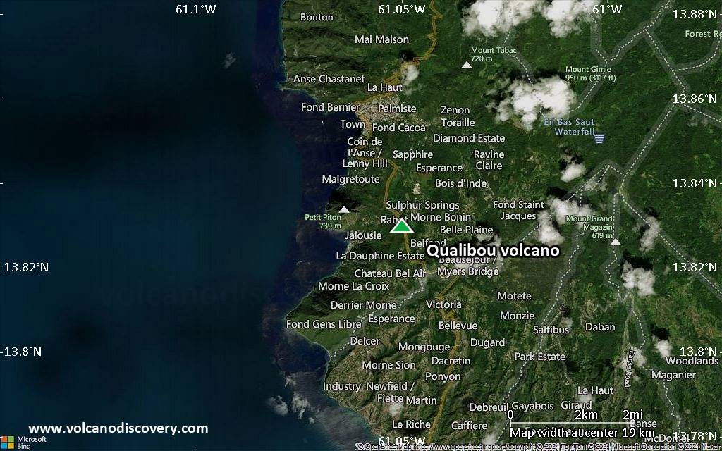 Satellite/aerial-type map of Qualibou volcano (scale of approx. 10-20 km)