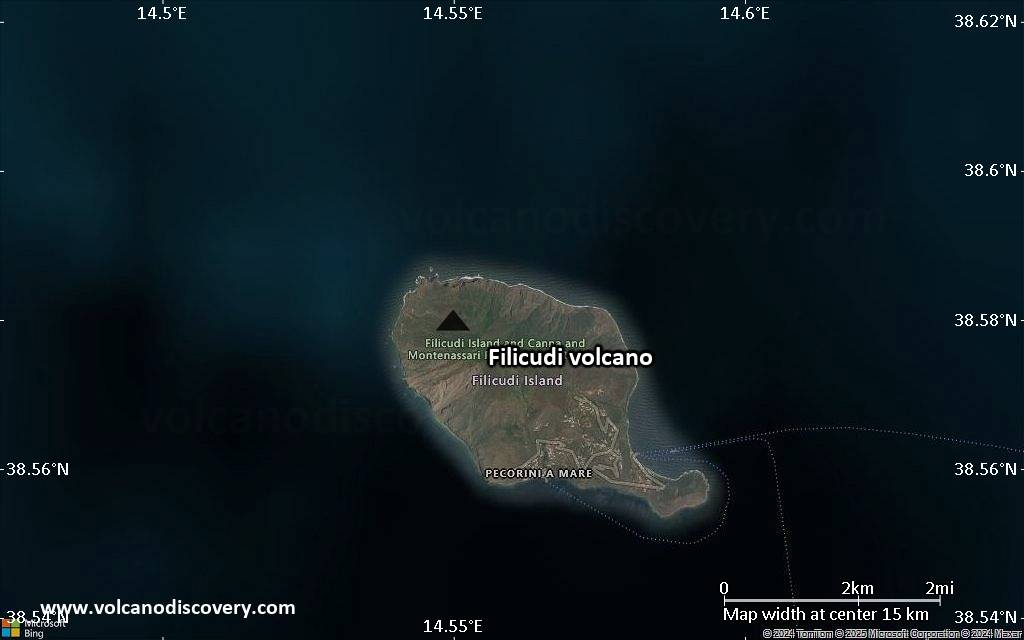 Satellite/aerial-type map of Filicudi volcano (scale of approx. 10-20 km)