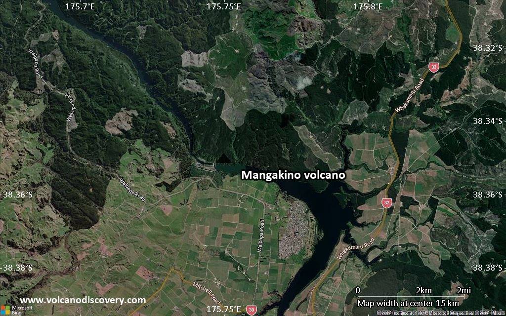 Satellite/aerial-type map of Mangakino volcano (scale of approx. 10-20 km)