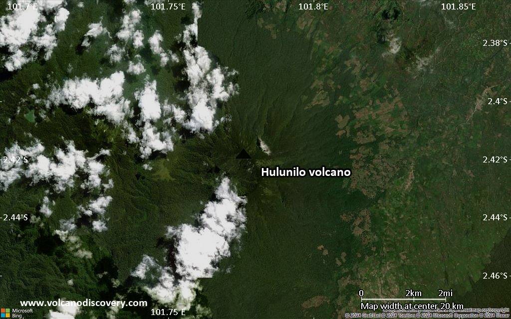 Satellite/aerial-type map of Hulunilo volcano (scale of approx. 10-20 km)