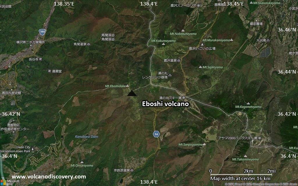 Satellite/aerial-type map of Eboshi volcano (scale of approx. 10-20 km)