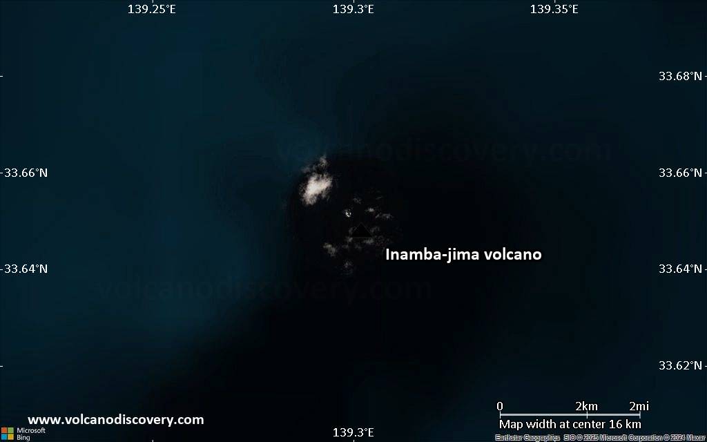 Satellite/aerial-type map of Inamba-jima volcano (scale of approx. 10-20 km)