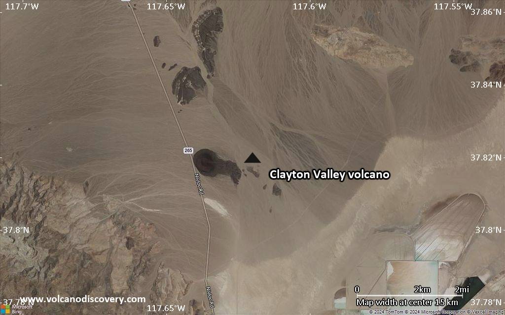 Satellite/aerial-type map of Clayton Valley volcano (scale of approx. 10-20 km)