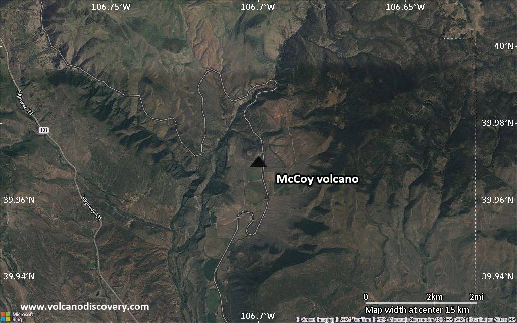 Satellite/aerial-type map of McCoy volcano (scale of approx. 10-20 km)