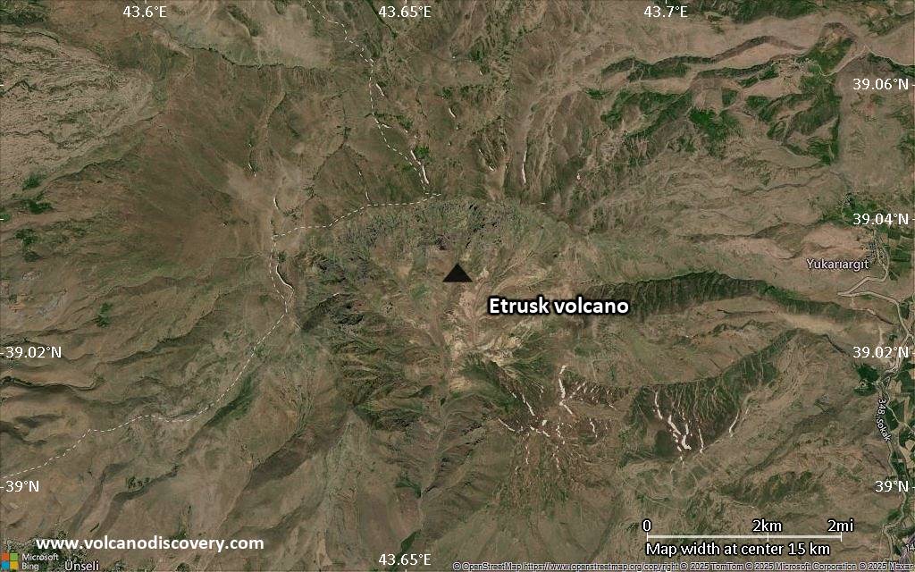 Satellite/aerial-type map of Etrusk volcano (scale of approx. 10-20 km)