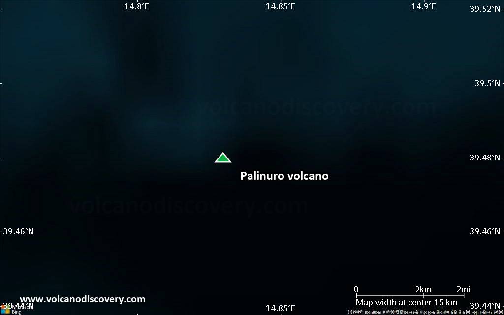 Satellite/aerial-type map of Palinuro volcano (scale of approx. 10-20 km)