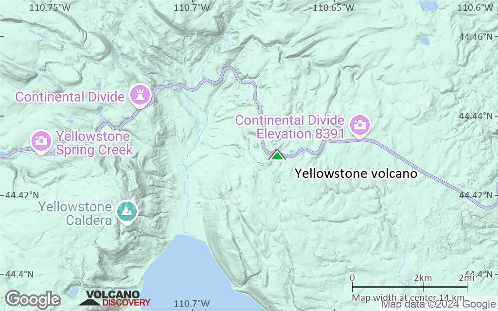 Terrain-type map of Yellowstone volcano (scale of approx. 10-20 km)