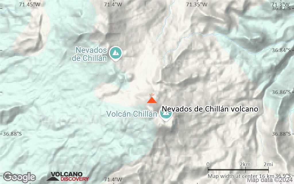 Terrain-type map of Nevados de Chillán volcano (scale of approx. 10-20 km)