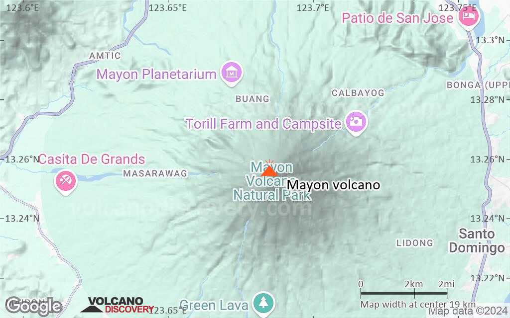 Terrain-type map of Mayon volcano (scale of approx. 10-20 km)