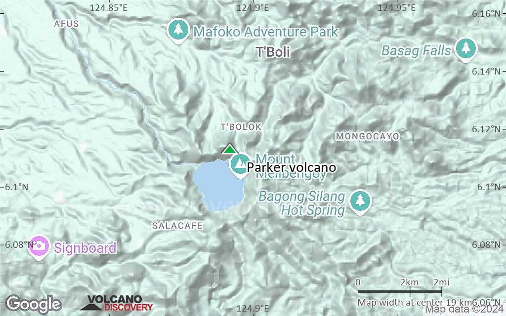 Terrain-type map of Parker volcano (scale of approx. 10-20 km)