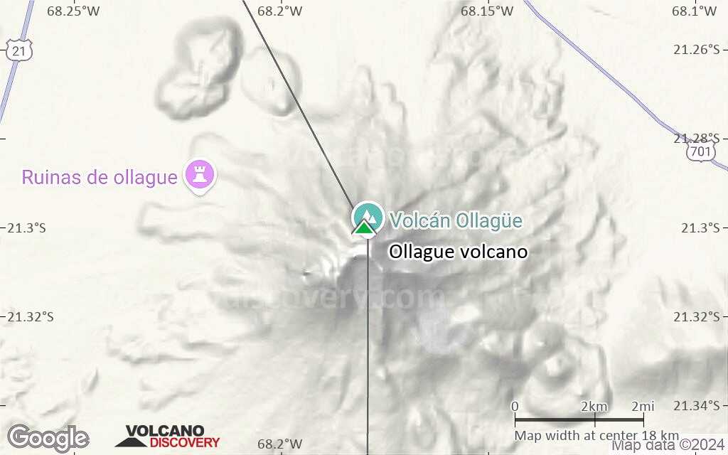 Terrain-type map of Ollague volcano (scale of approx. 10-20 km)