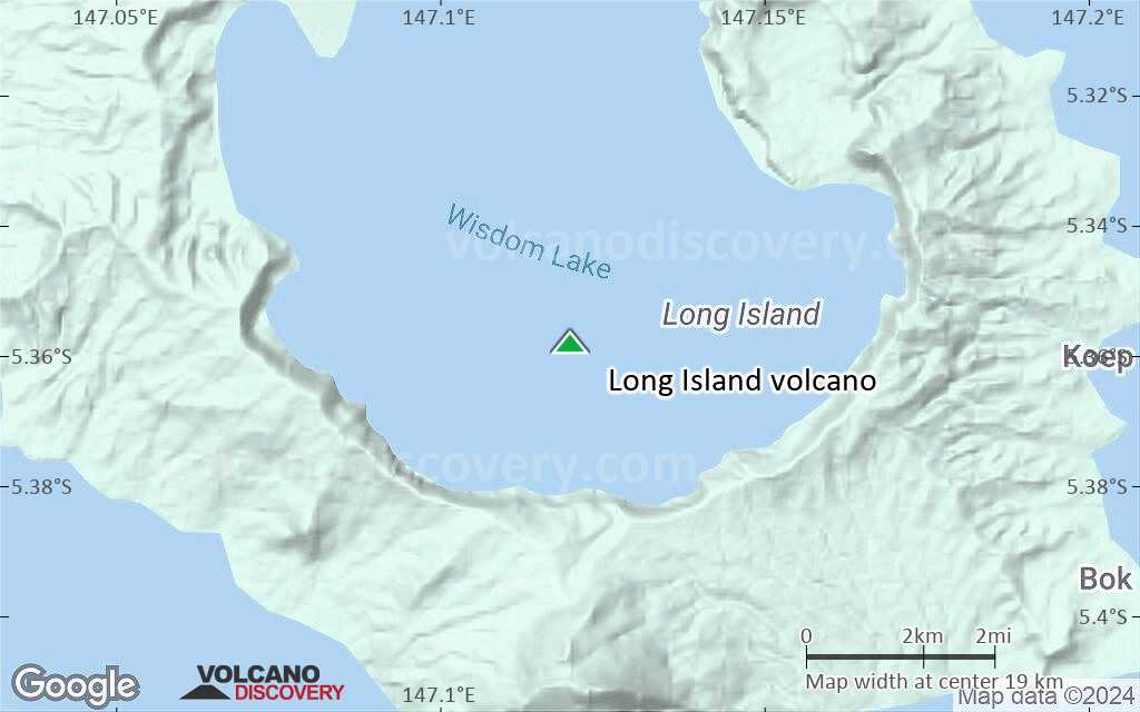 Terrain-type map of Long Island volcano (scale of approx. 10-20 km)