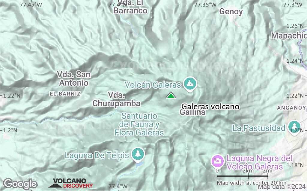 Terrain-type map of Galeras volcano (scale of approx. 10-20 km)