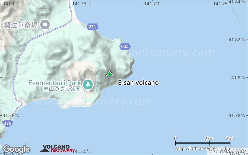 Terrain-type map of E-san volcano (scale of approx. 10-20 km)