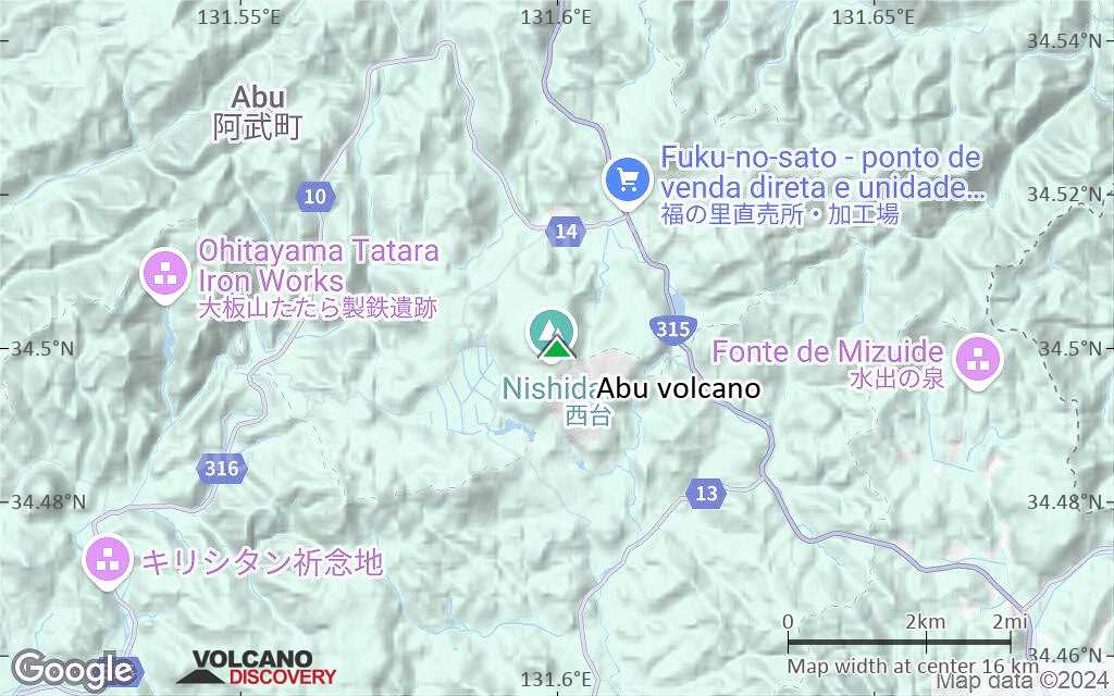 Terrain-type map of Abu volcano (scale of approx. 10-20 km)
