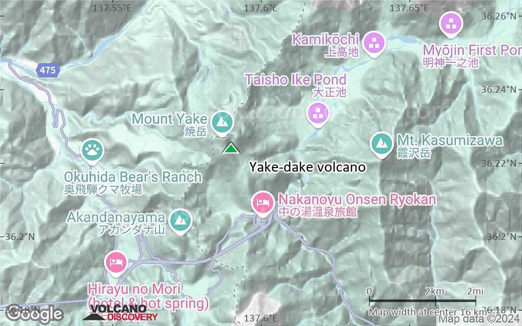Terrain-type map of Yake-dake volcano (scale of approx. 10-20 km)