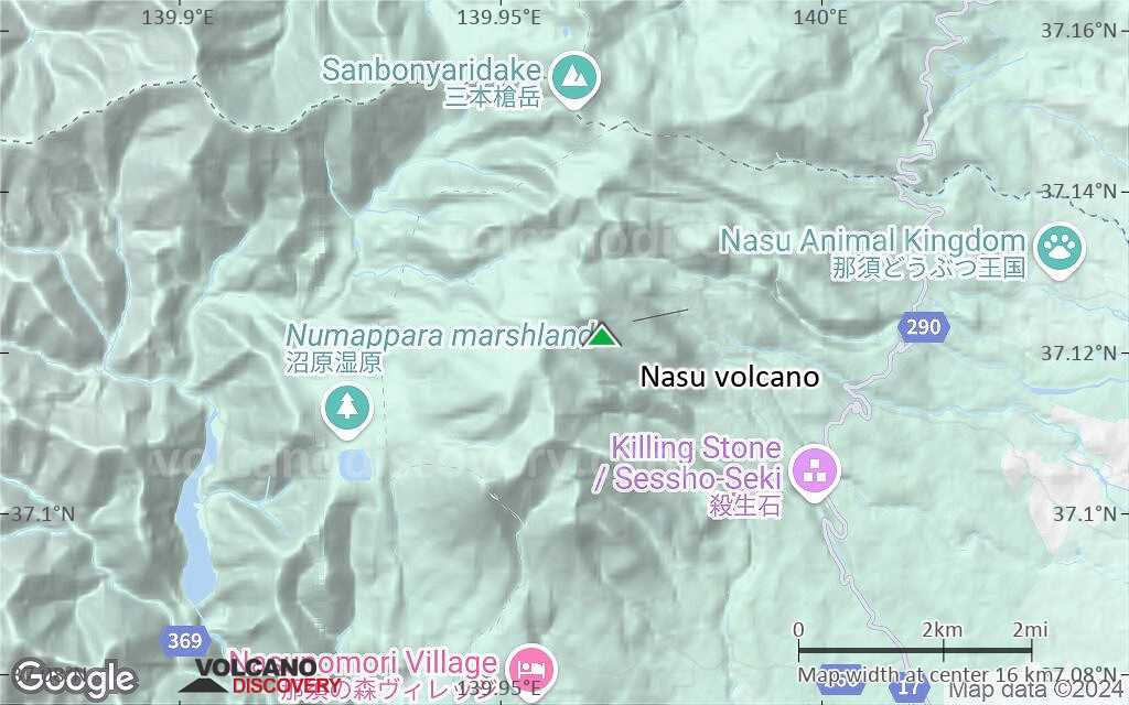 Terrain-type map of Nasu volcano (scale of approx. 10-20 km)